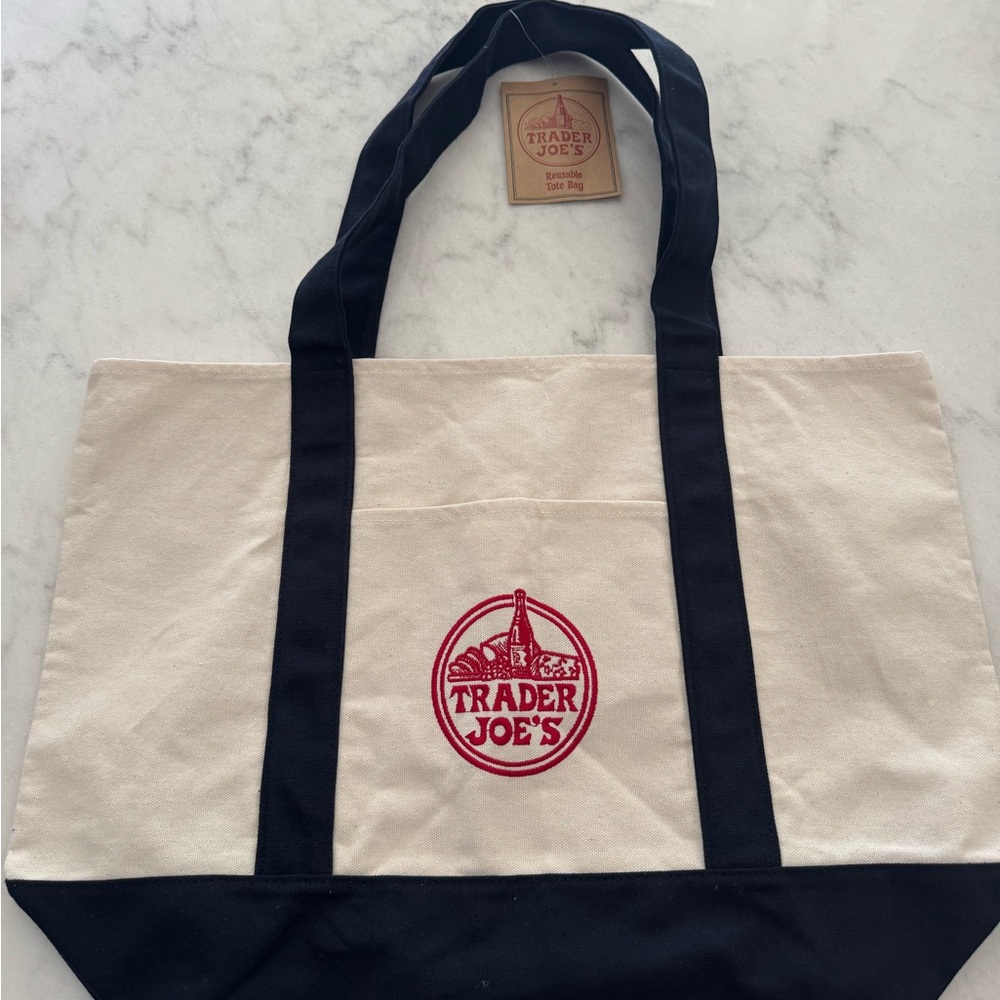 **NEW**Trader Joe's Canvas Tote Bag - Black and Cream